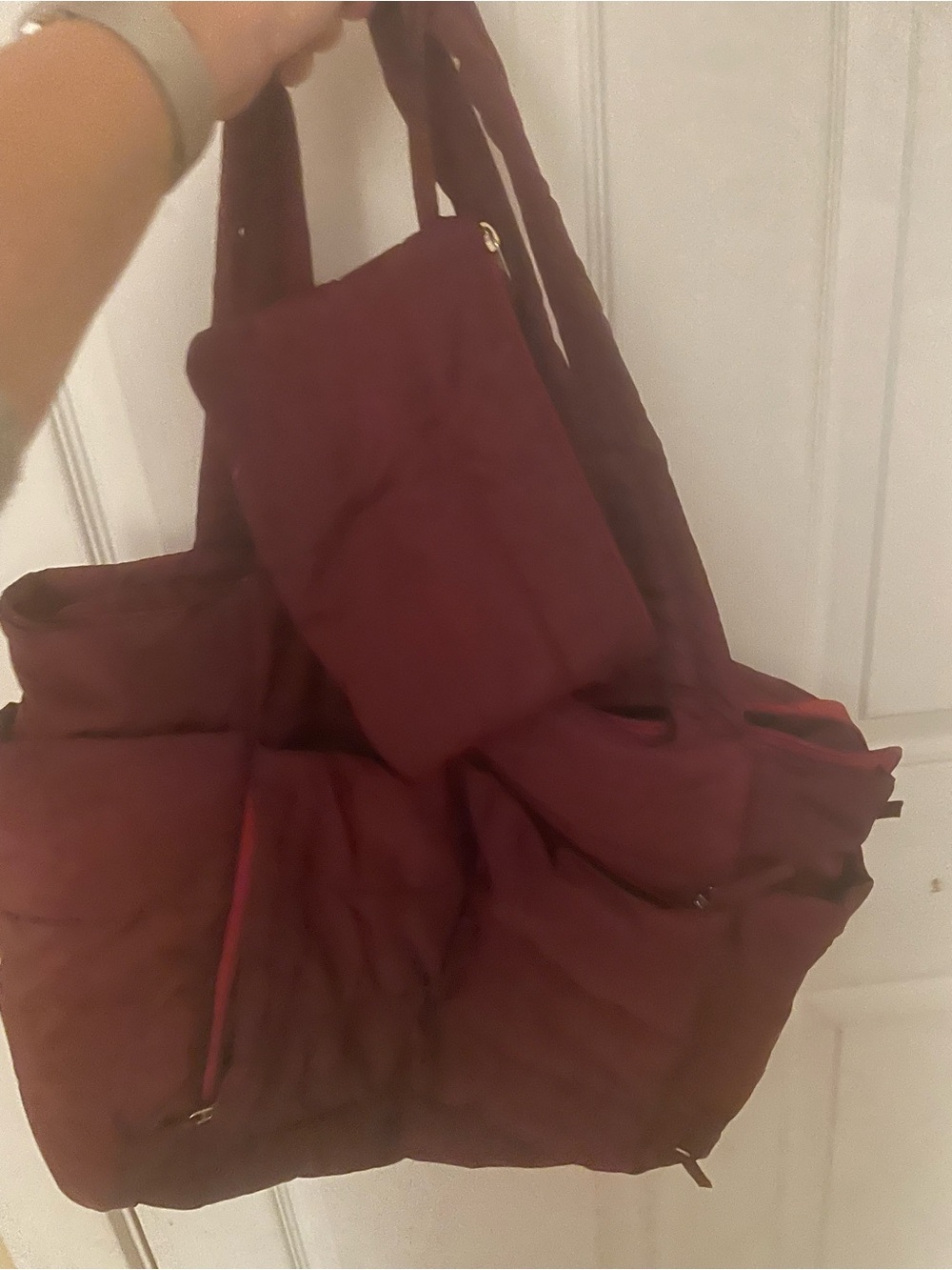 Amazon Maroon Quilted Laptop Tote with Zip Pouch